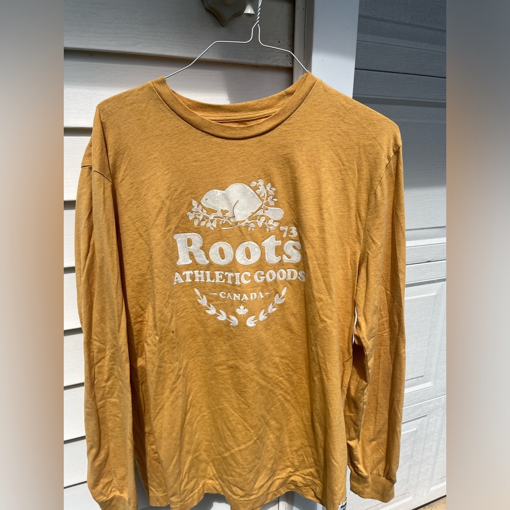 mustard yellow roots canada long sleeve shirt